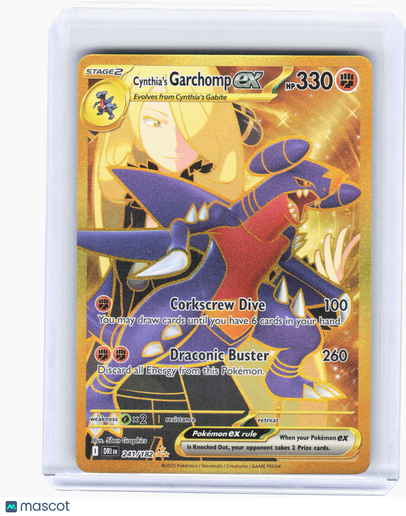 2025 Pokemon—Cynthia's Garchomp ex #241/182 Destined Rivals—Hyper Rare Gold