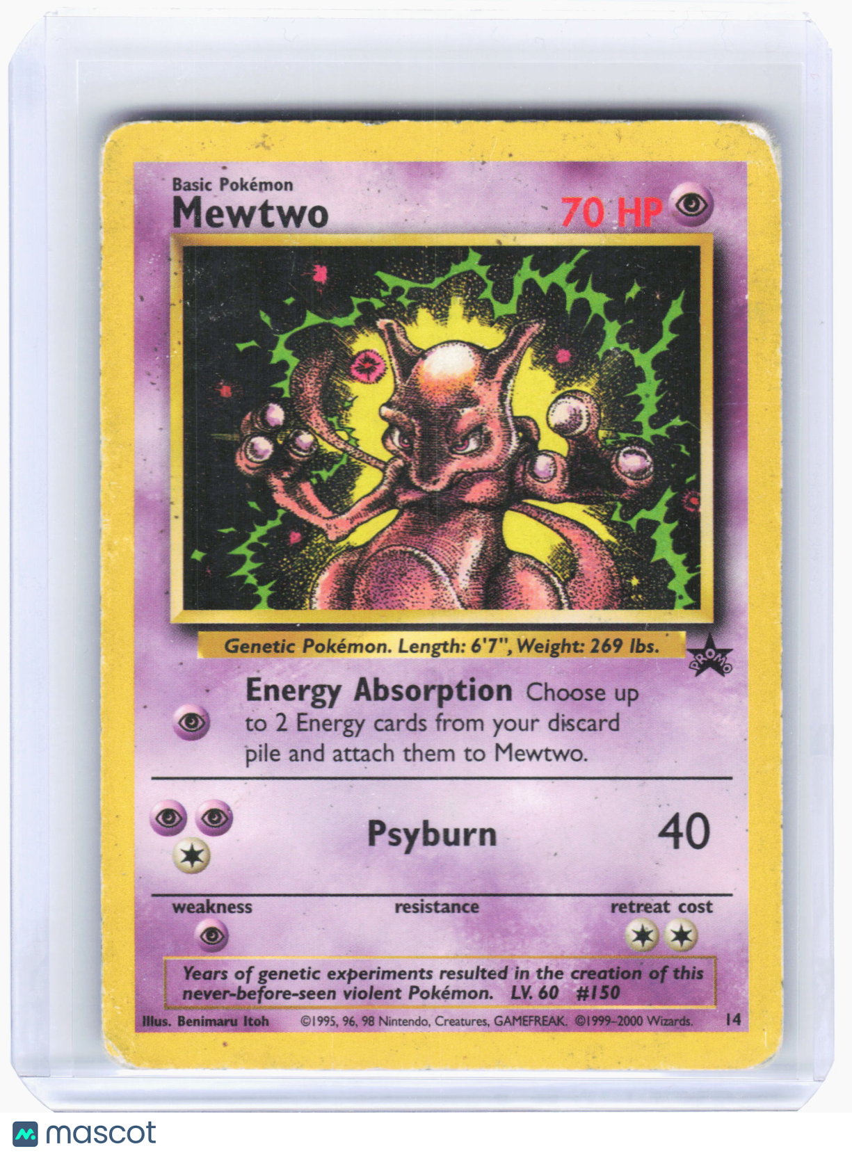 1999 Pokemon—Mewtwo #14 WoTC Promo—Black Star Promo Holo [Damaged]