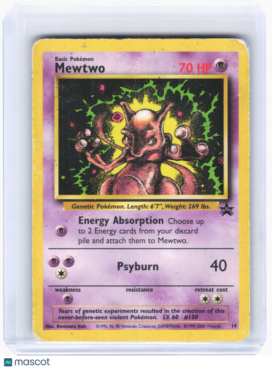 1999 Pokemon—Mewtwo #14 WoTC Promo—Black Star Promo Holo [Damaged]