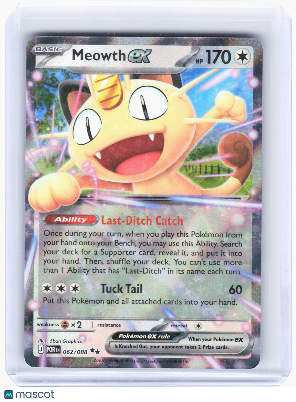 2026 Pokemon—Meowth ex #62/88 Perfect Order—Double Rare Holo