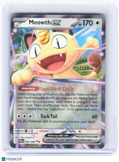 2026 Pokemon—Meowth ex #62/88 Perfect Order—Double Rare Holo