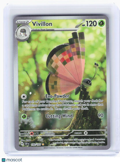2024 Pokemon—Vivillon #193/191 Surging Sparks—Illustration Rare Holo