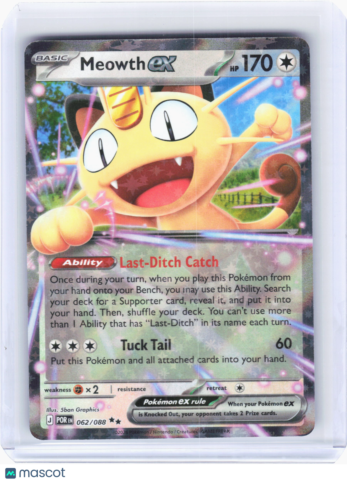 2026 Pokemon—Meowth ex #62/88 Perfect Order—Double Rare Holo
