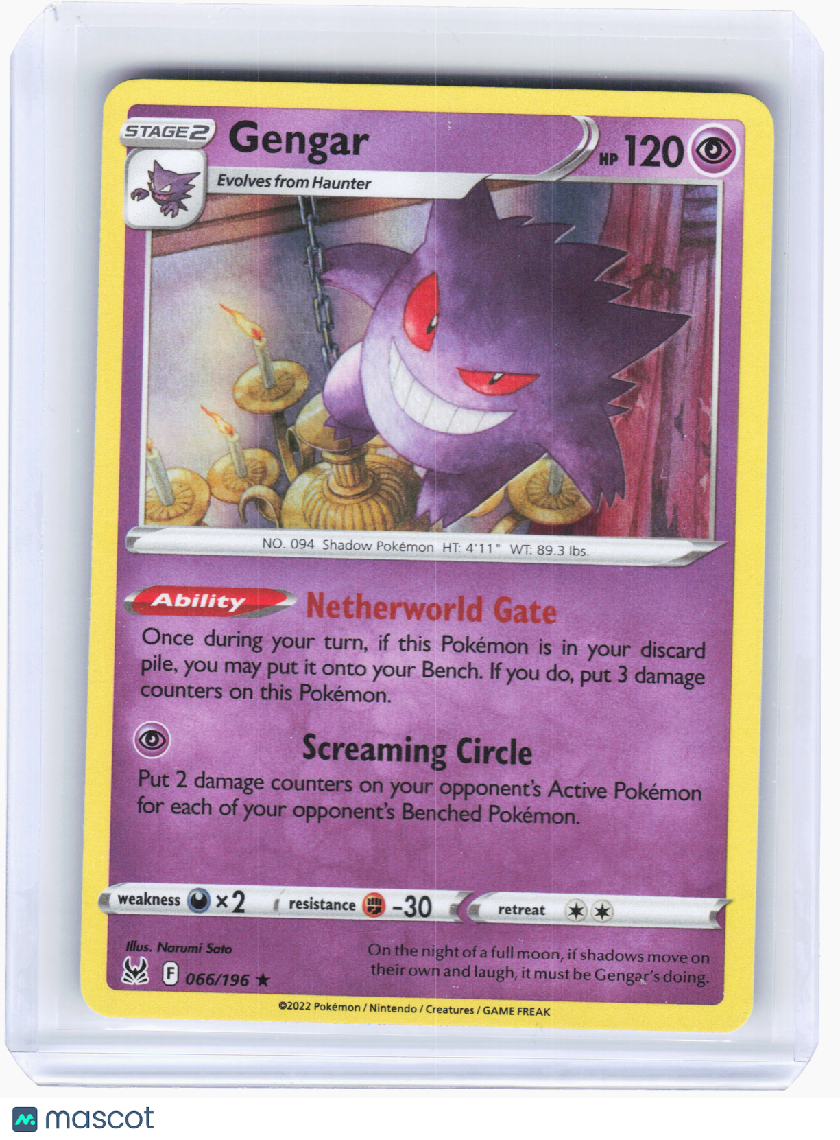 2022 Pokemon—Gengar #66/196 Lost Origin—Holo Rare Holo [Lightly Played]
