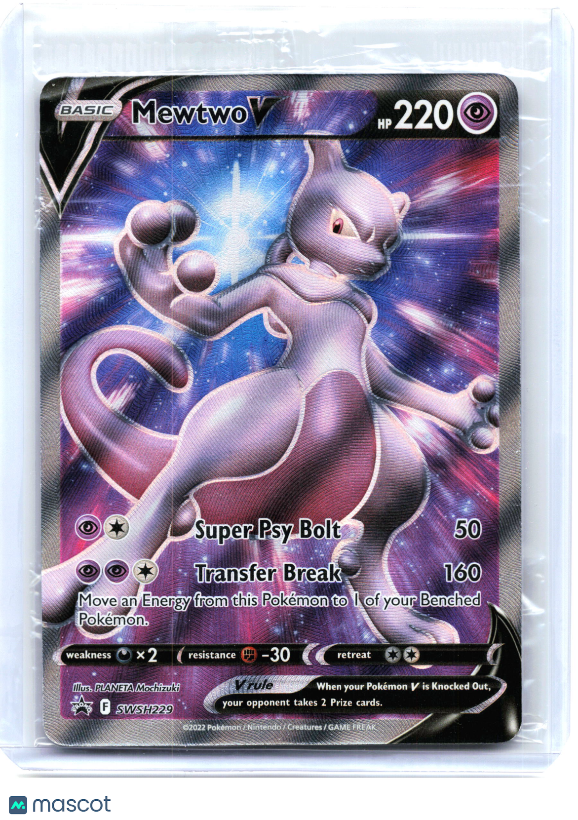 2022 Mewtwo V #SWSH229 Sword & Shield Promo Cards—Black Star Promo Holo (Sealed)