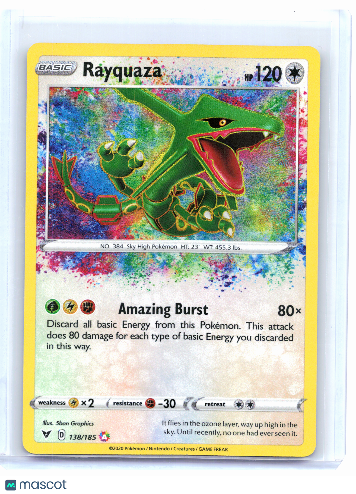 2020 Pokemon—Rayquaza #138 Vivid Voltage—Amazing Rare Holo
