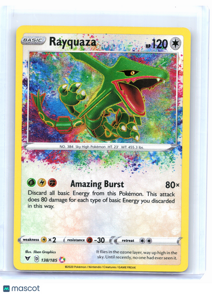 2020 Pokemon—Rayquaza #138 Vivid Voltage—Amazing Rare Holo