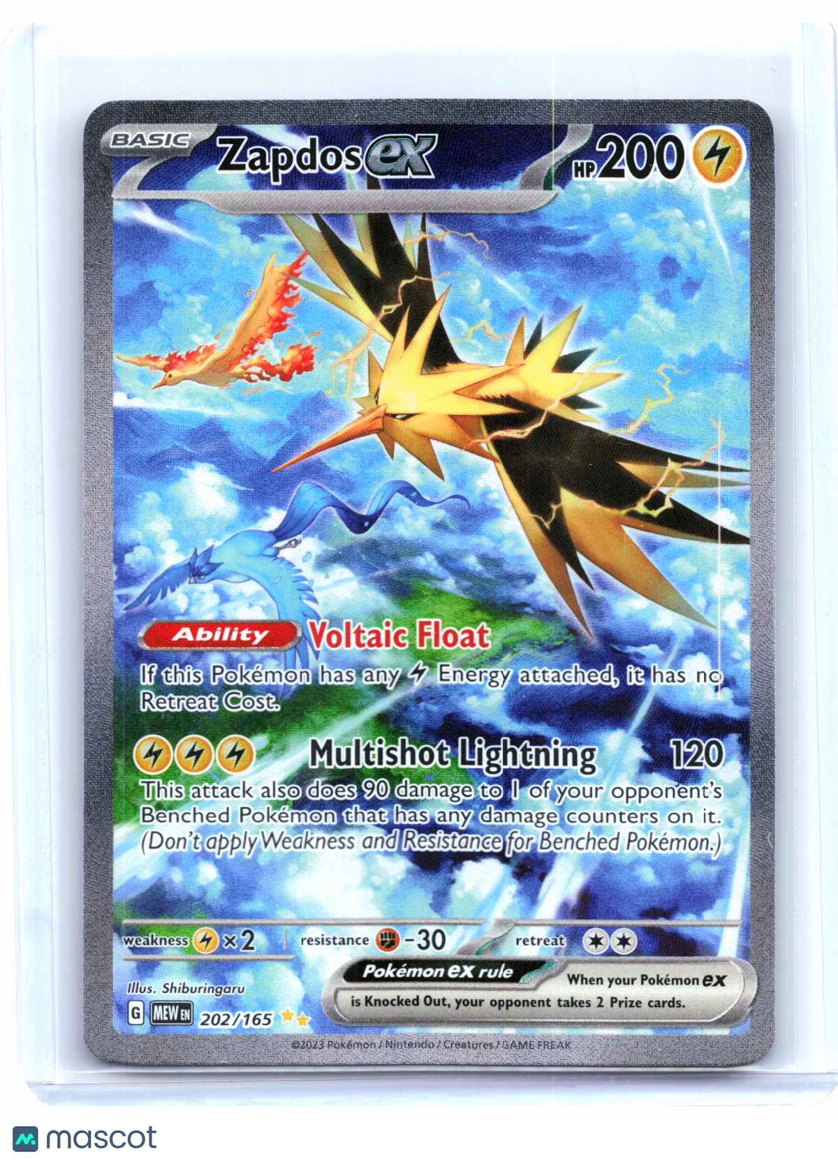 2023 Pokemon—Zapdos EX #202 Scarlet & Violet 151—SIR Holo [LP]