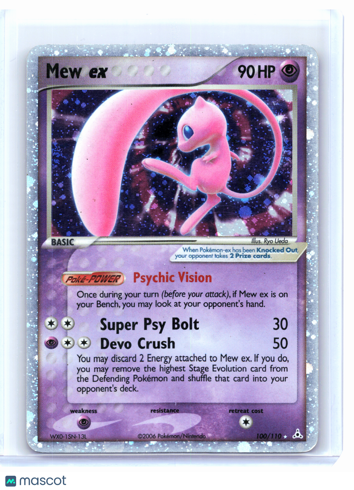 2006 Pokemon—Mew ex #100 Holon Phantoms—Ultra Rare Holo [Damaged]