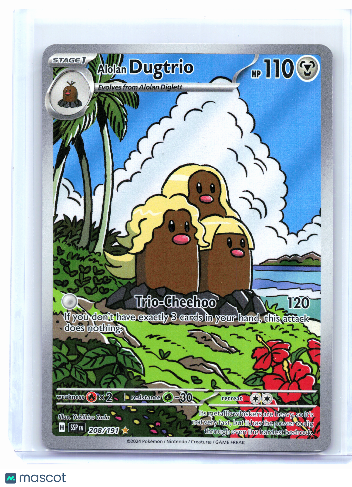 2024 Pokemon—Alolan Dugtrio #208 Surging Sparks—Illustration Rare Holo [LP]