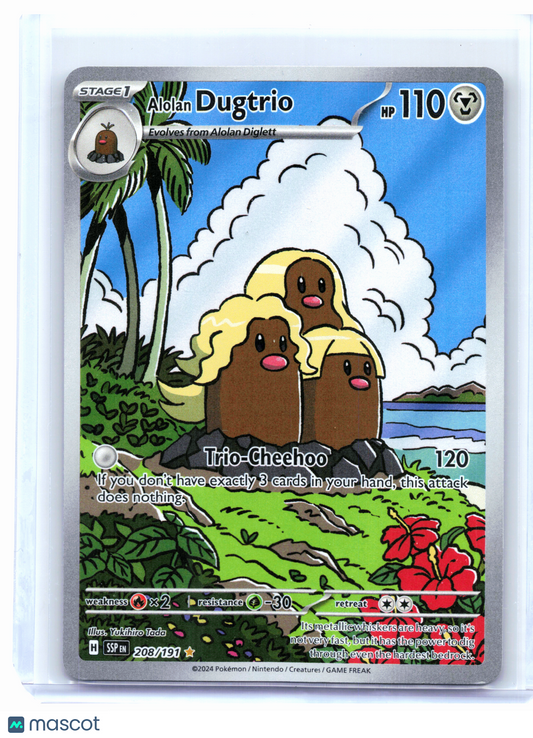 2024 Pokemon—Alolan Dugtrio #208 Surging Sparks—Illustration Rare Holo [LP]