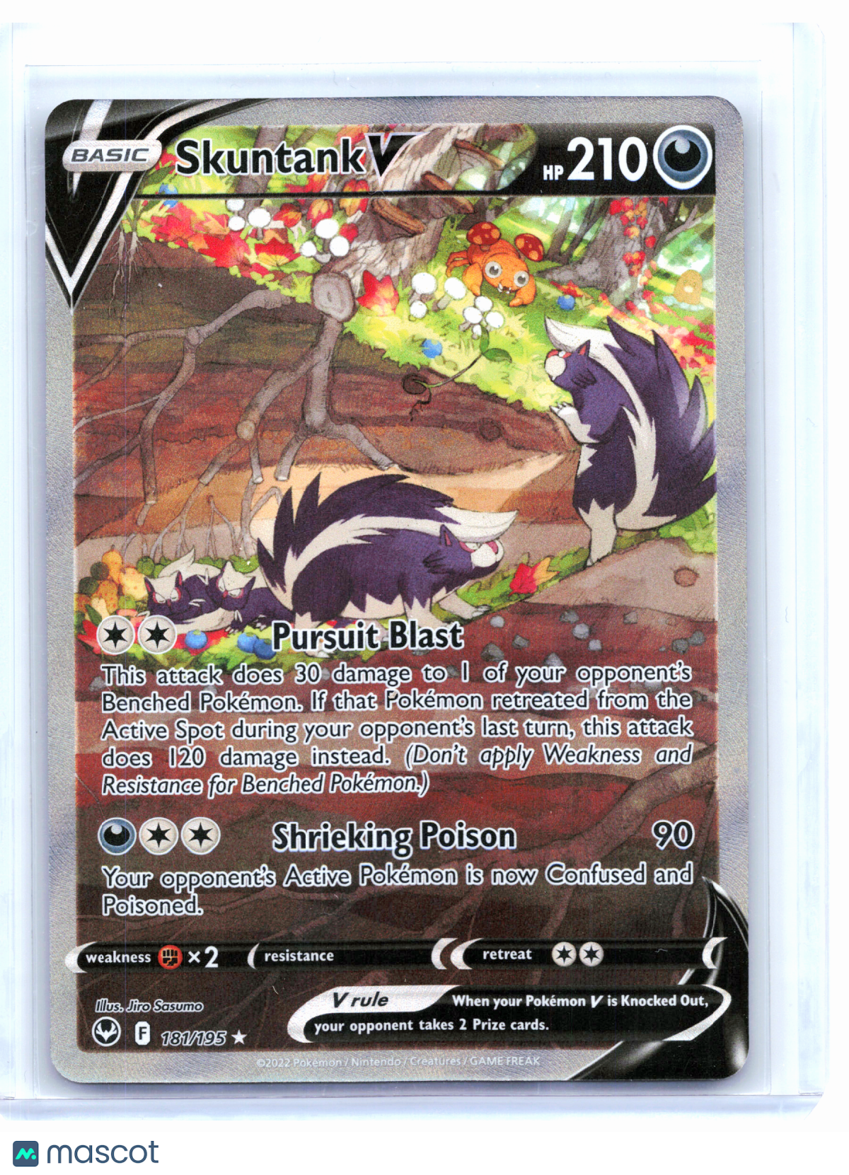 2022 Pokemon—Skuntank V (Alternate Full Art) #181 Silver Tempest—Ultra Rare Holo