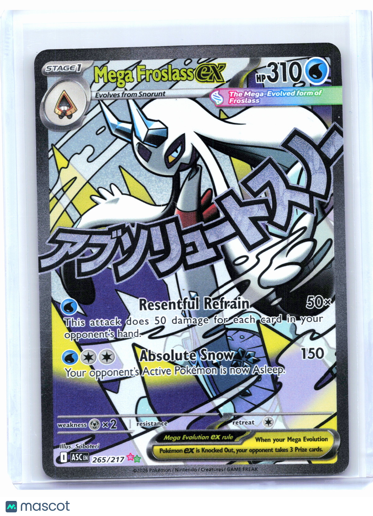 2026 Pokemon—Mega Froslass ex #265 Ascended Heroes—Mega Attack Rare Holo