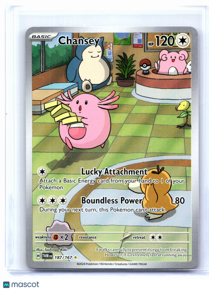 2024 Pokemon—Chansey #187/167 Twilight Masquerade—Illustration Rare Holo