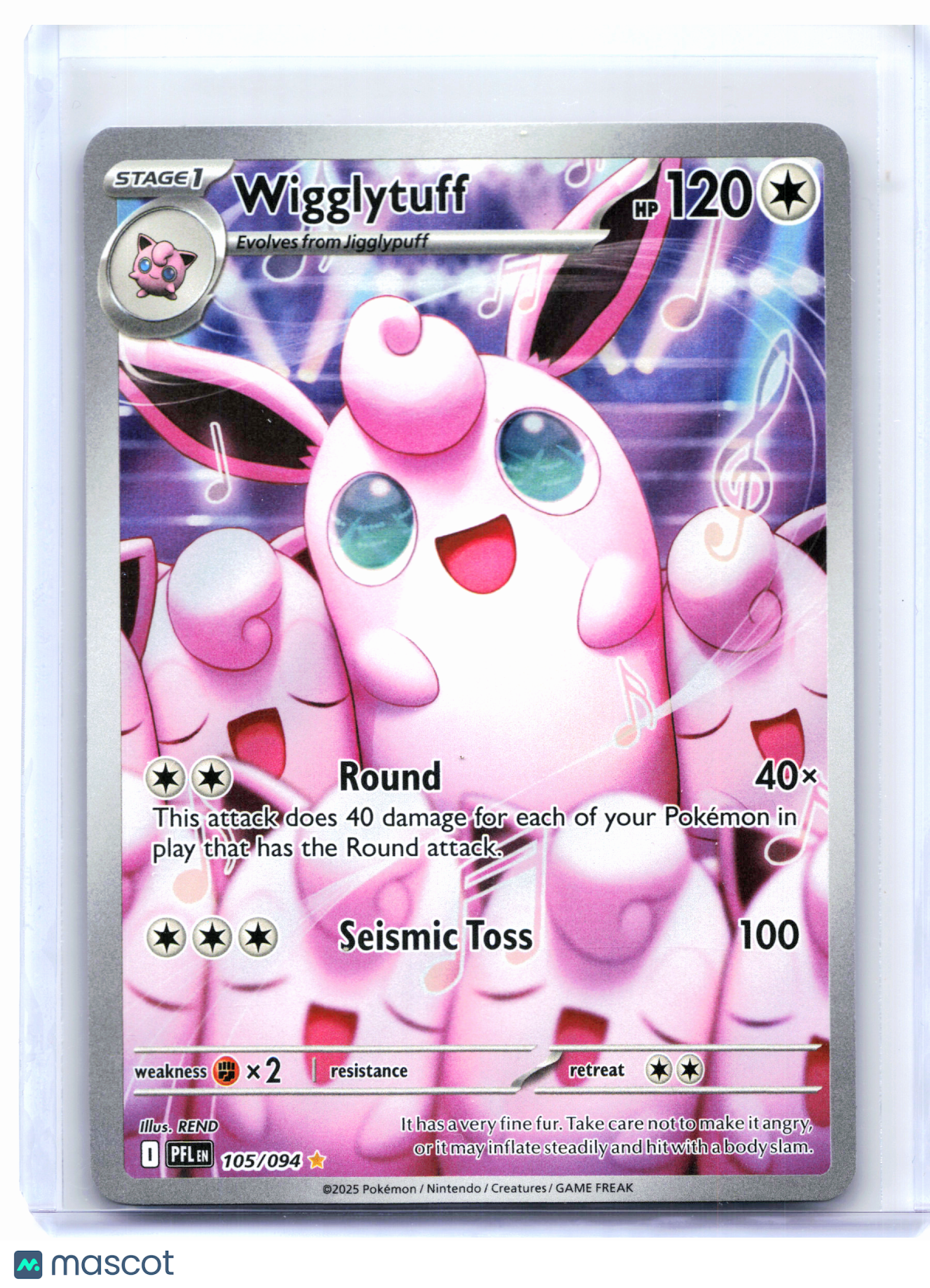 2025 Pokemon—Wigglytuff #105/094 Phantasmal Flames—Illustration Rare Holo [LP]