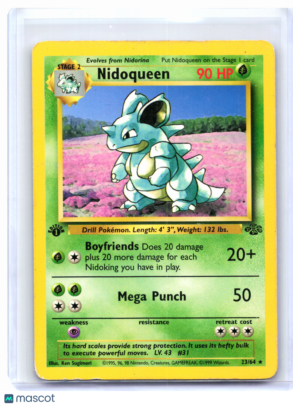 1999 Pokemon—Nidoqueen #23/64 Jungle—Rare Nonholo (1st Edition) [Damaged]
