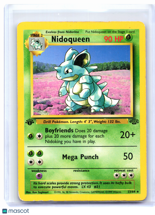 1999 Pokemon—Nidoqueen #23/64 Jungle—Rare Nonholo (1st Edition) [Damaged]