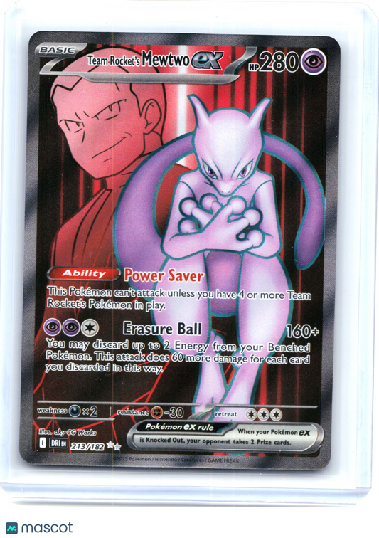 2025 Pokemon—Team Rocket's Mewtwo ex #213/182 Destined Rivals—Ultra Rare Holo