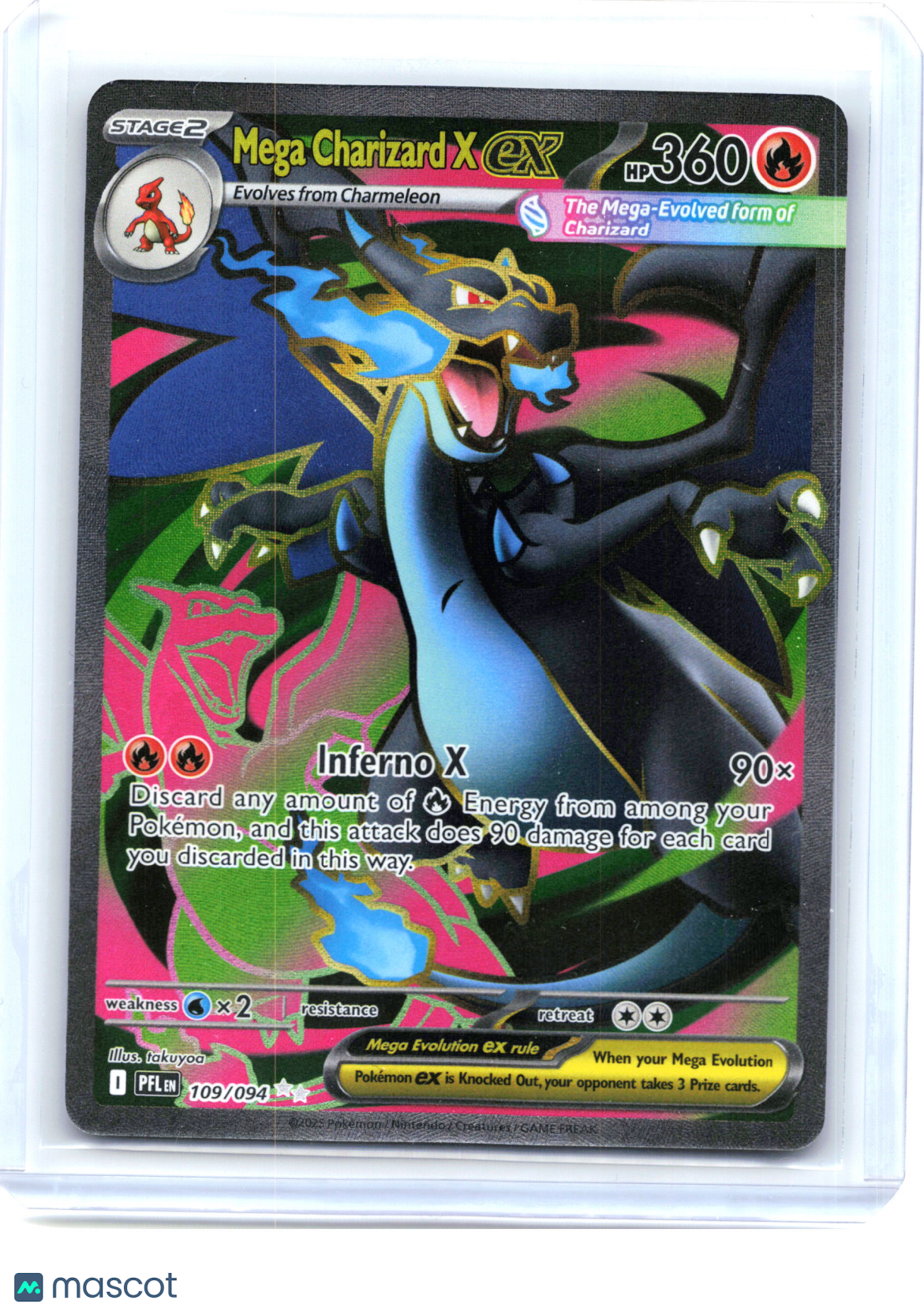 2025 Pokemon—Mega Charizard X ex #109/94 Phantasmal Flames—Ultra Rare Holo