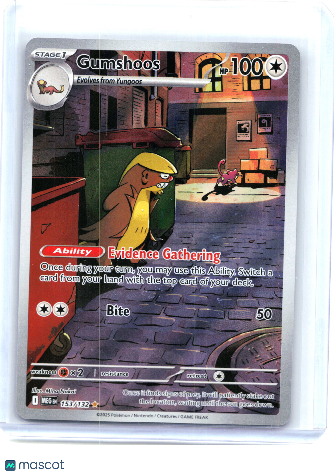 2025 Pokemon—Gumshoos #153/132 Mega Evolution—Illustration Rare Holo [LP]