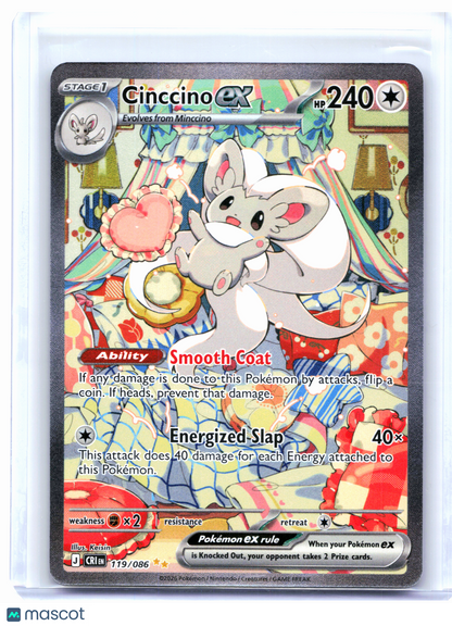 2026 Pokemon—Cinccino ex #119/086 Chaos Rising—Special Illustration Rare Holo