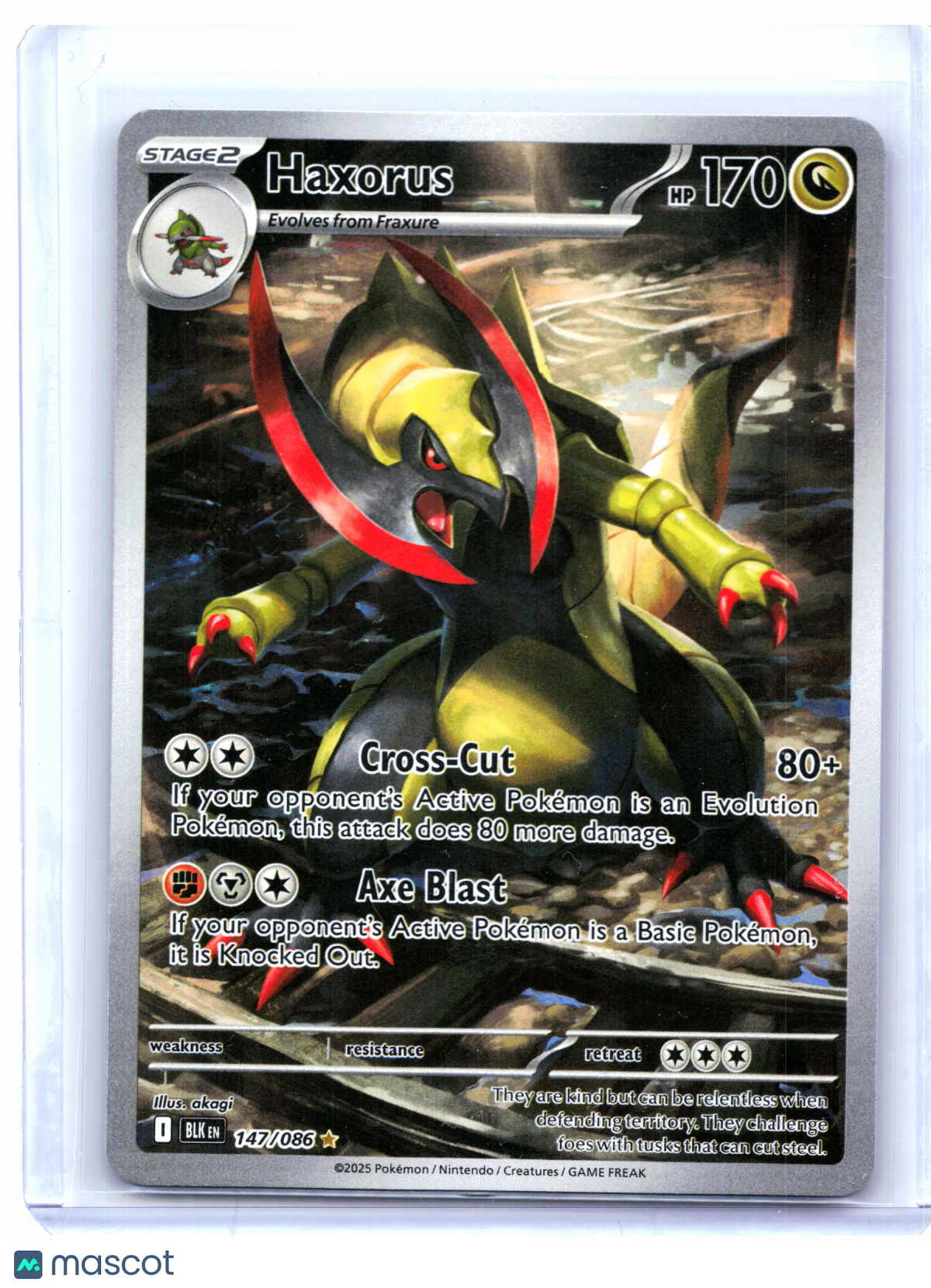 2025 Pokemon—Haxorus #147/086 Black Bolt—Illustration Rare Holo