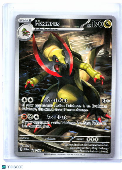 2025 Pokemon—Haxorus #147/086 Black Bolt—Illustration Rare Holo