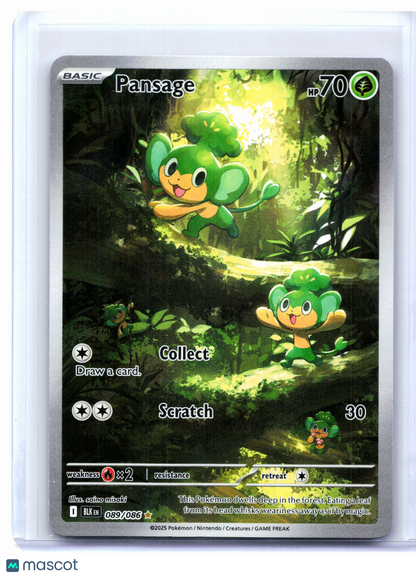 2025 Pokemon—Pansage #089/086 Black Bolt—Illustration Rare Holo