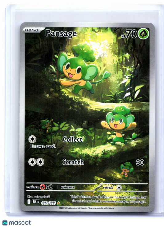 2025 Pokemon—Pansage #089/086 Black Bolt—Illustration Rare Holo