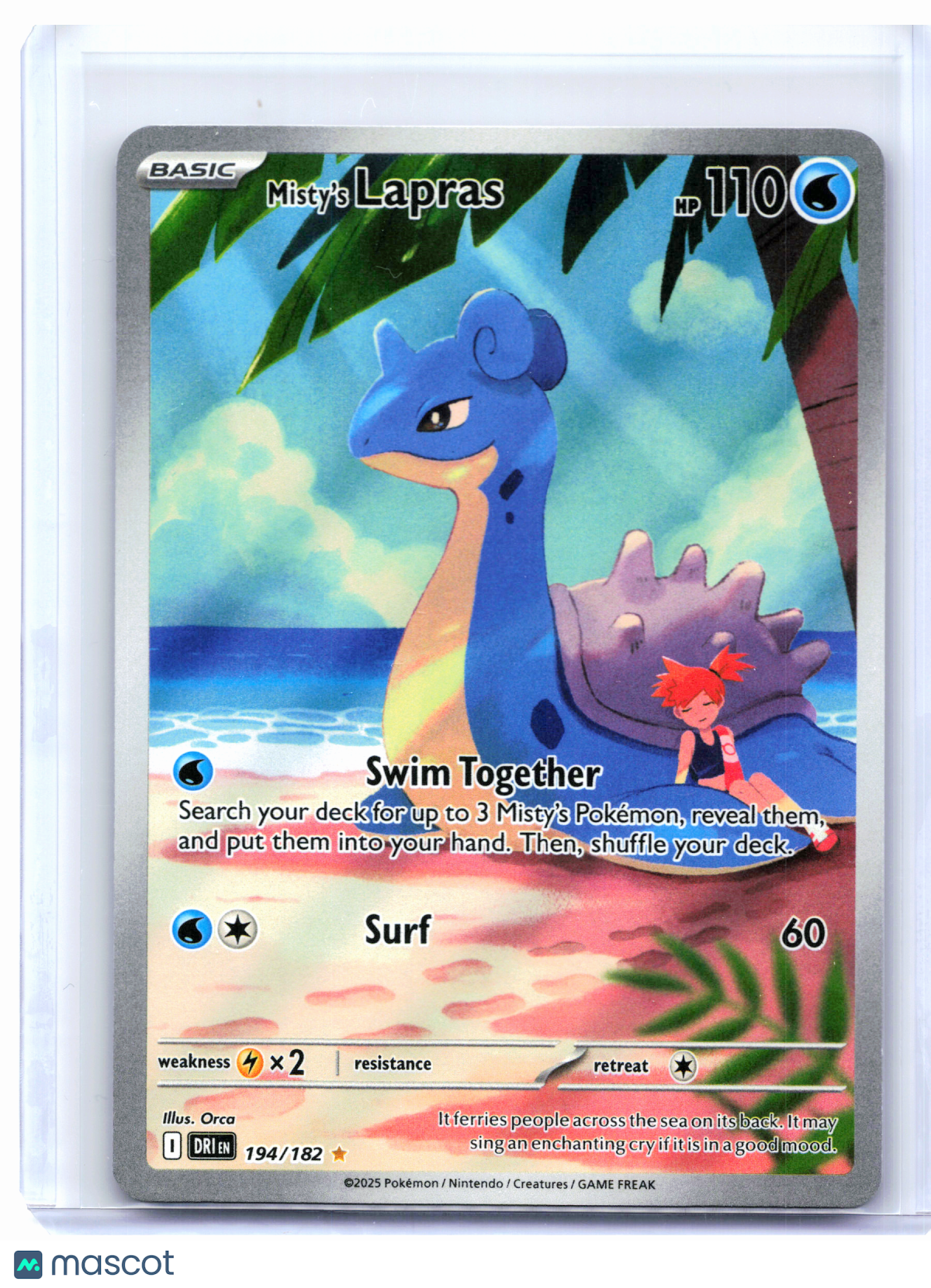 2025 Pokemon—Misty's Lapras #194/182 Destined Rivals—Illustration Rare Holo