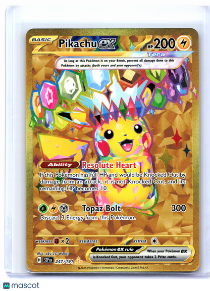 2024 Pokemon—Pikachu ex #247/191 Surging Sparks—Hyper Rare Holo
