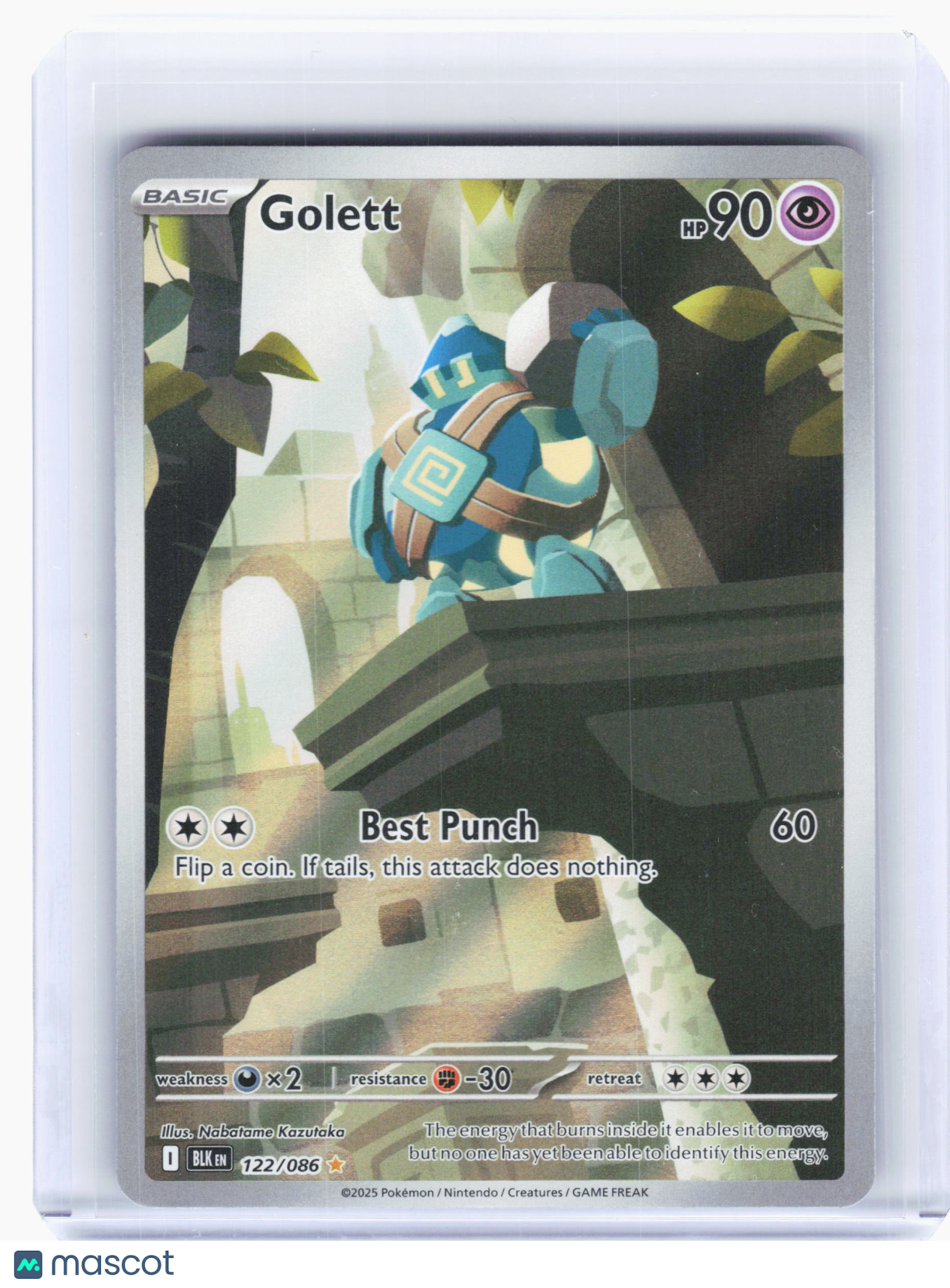 2025 Pokemon—Golett #122 Black Bolt—Illustration Rare Holo