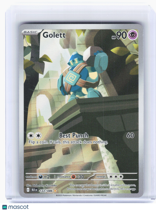 2025 Pokemon—Golett #122 Black Bolt—Illustration Rare Holo
