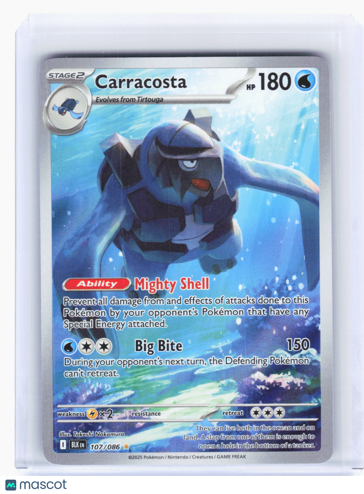 2025 Pokemon—Carracosta #107 Black Bolt—Illustration Rare Holo