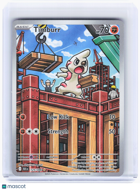 2025 Pokemon—Timburr #125 Black Bolt—Illustration Rare Holo