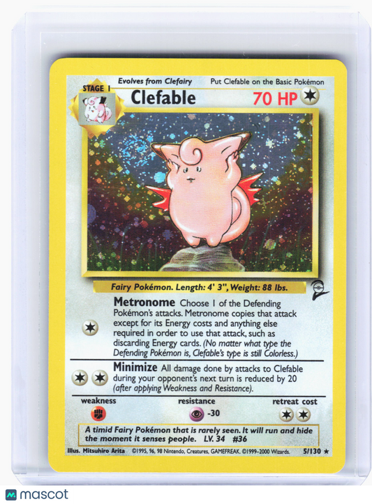 2000 Pokemon—Clefable #5 Base Set 2—Holo Rare [MP] (Holo Swirl)