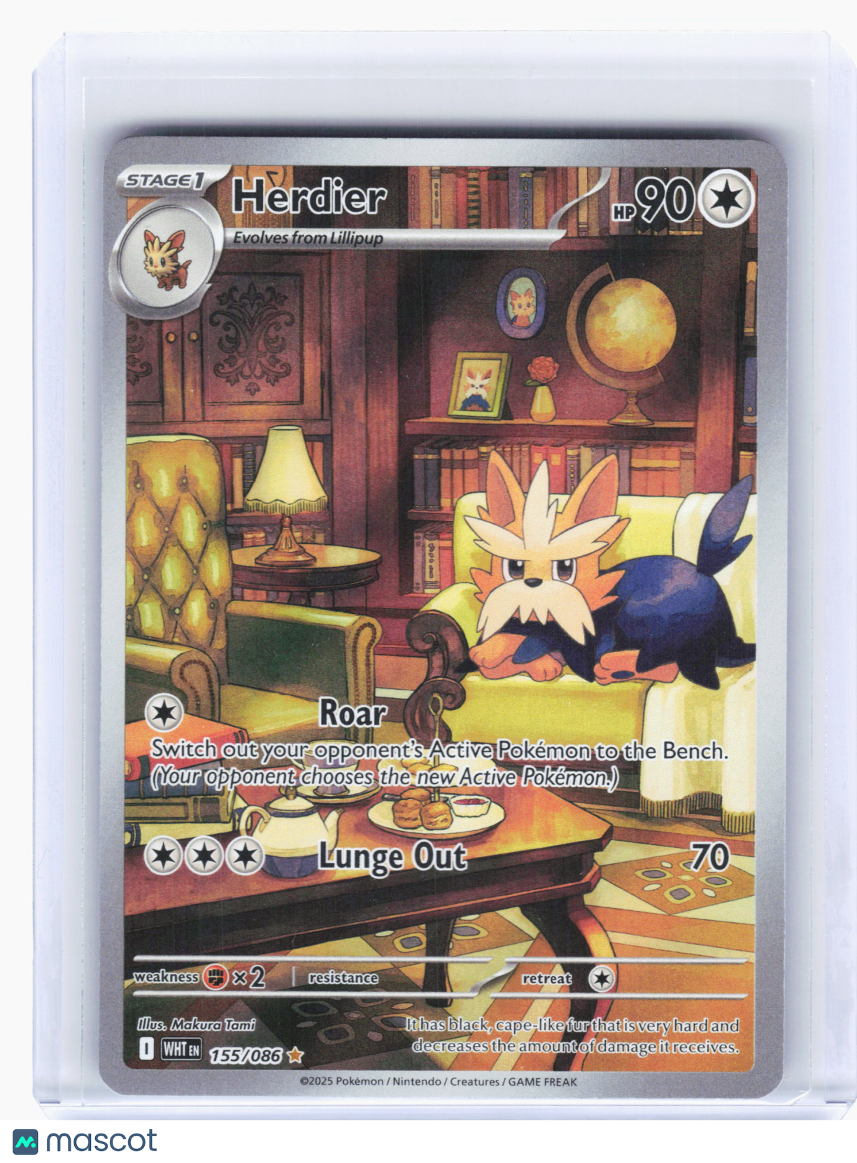 2025 Pokemon—Herdier #155 White Flare—Illustration Rare Holo