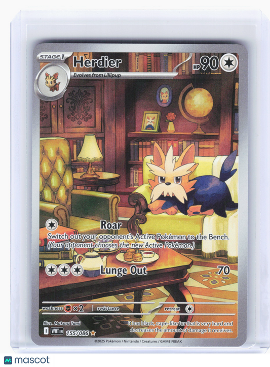 2025 Pokemon—Herdier #155 White Flare—Illustration Rare Holo
