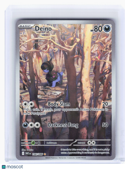 2025 Pokemon—Deino #146 White Flare—Illustration Rare Holo