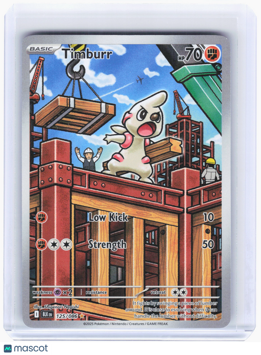 2025 Pokemon—Timburr #125 Black Bolt—Illustration Rare Holo