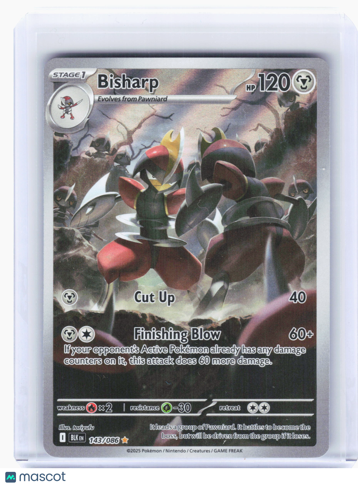 2025 Pokemon—Bisharp #143 Black Bolt—Illustration Rare Holo