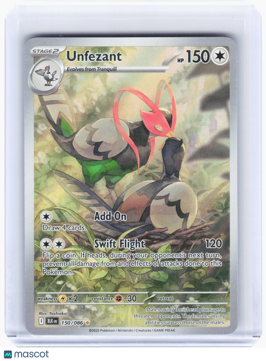 2025 Pokemon—Unfezant #150 Black Bolt—Illustration Rare Holo