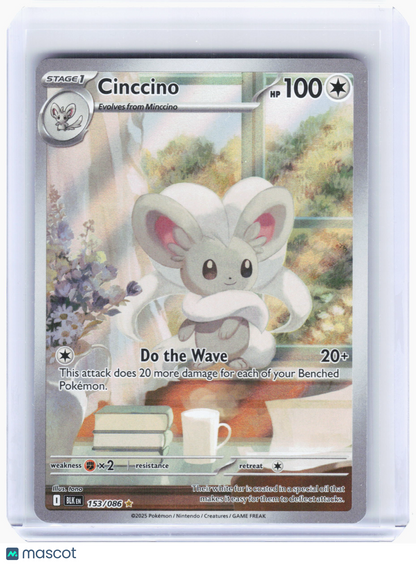 2025 Pokemon—Cinccino #153 Black Bolt—Illustration Rare Holo