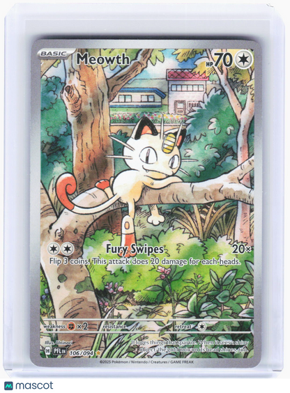 2025 Pokemon—Meowth #106/94 Phantasmal Flames—Illustration Rare Foil