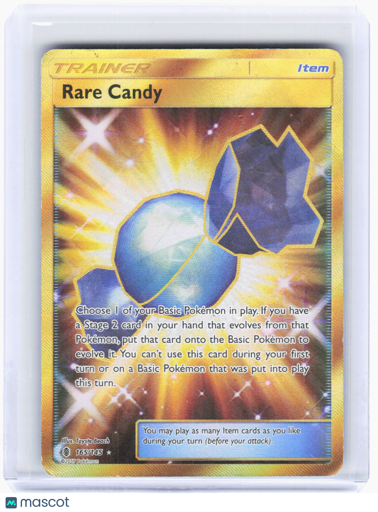2017 Pokemon—Rare Candy (Secret) #165/145 Guardians Rising—Secret Rare [Damaged]