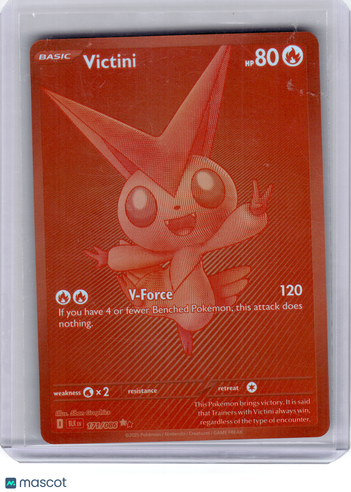 2025 Pokemon—Victini #171 Black Bolt—Black White Rare Holo