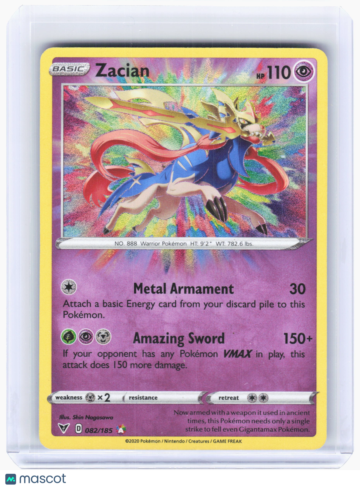 2020 Pokemon—Zacian #82 Vivid Voltage—Amazing Rare Holo [Lightly Played]