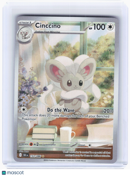 2025 Pokemon—Cinccino #153 Black Bolt—Illustration Rare Holo