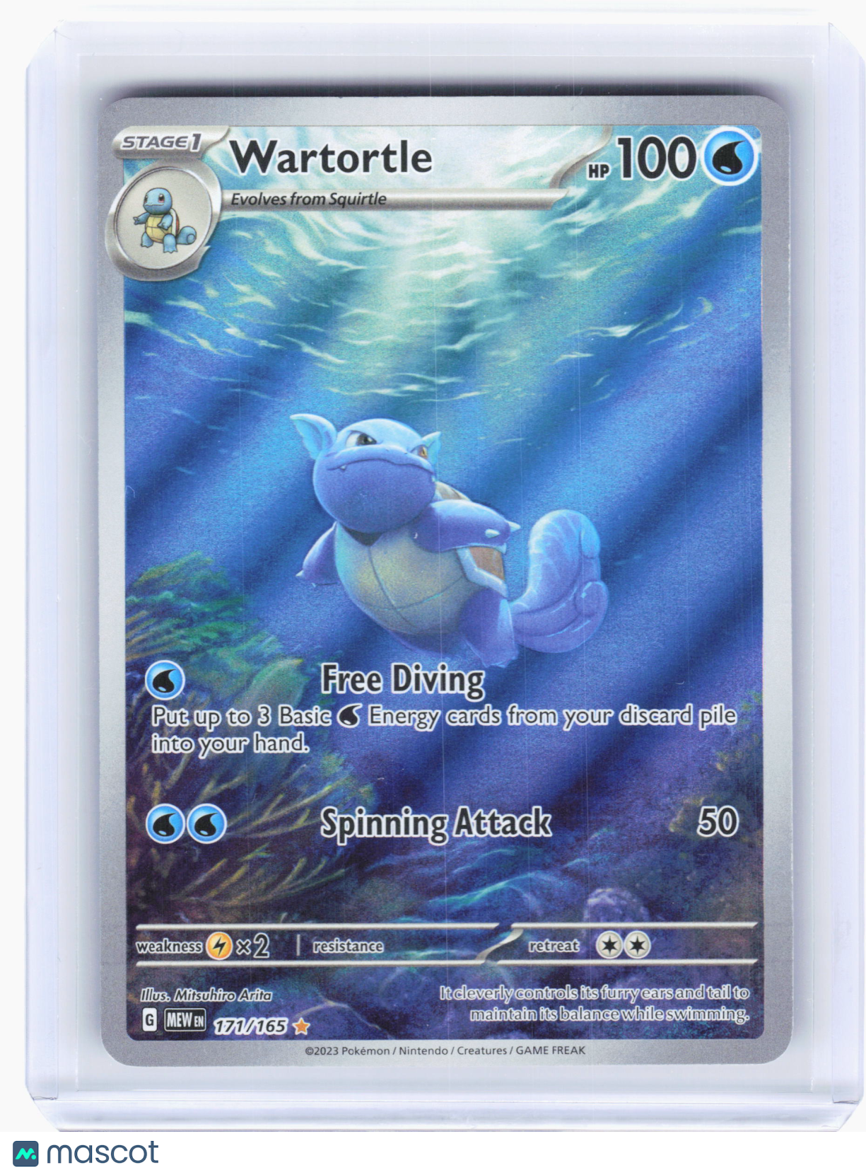 2023 Pokemon—Wartortle #171 Scarlet & Violet 151—Illustration Rare Holo
