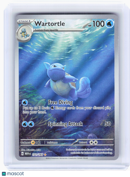 2023 Pokemon—Wartortle #171 Scarlet & Violet 151—Illustration Rare Holo